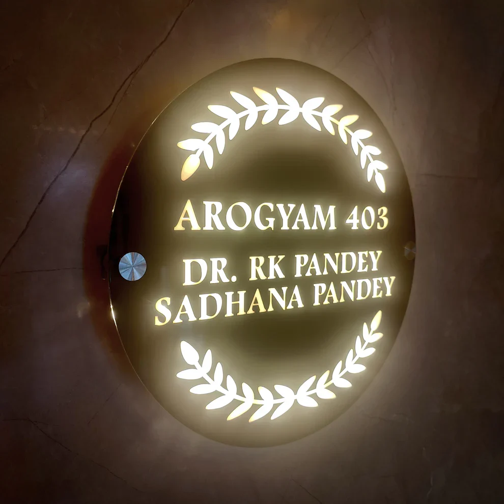 Black Circle Led Name Plate With Name - Image 2