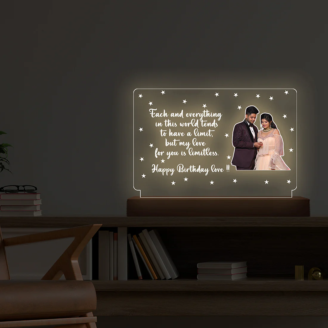 Customised Couple  Acrylic Lamp With Message