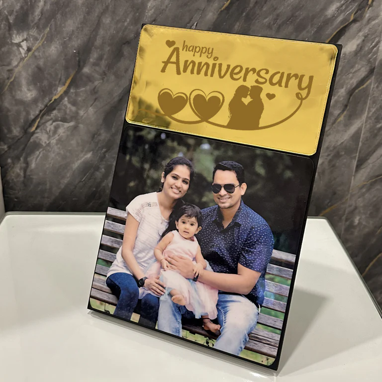 Personalized Wooden Table Top Photo Frame With Customised Text