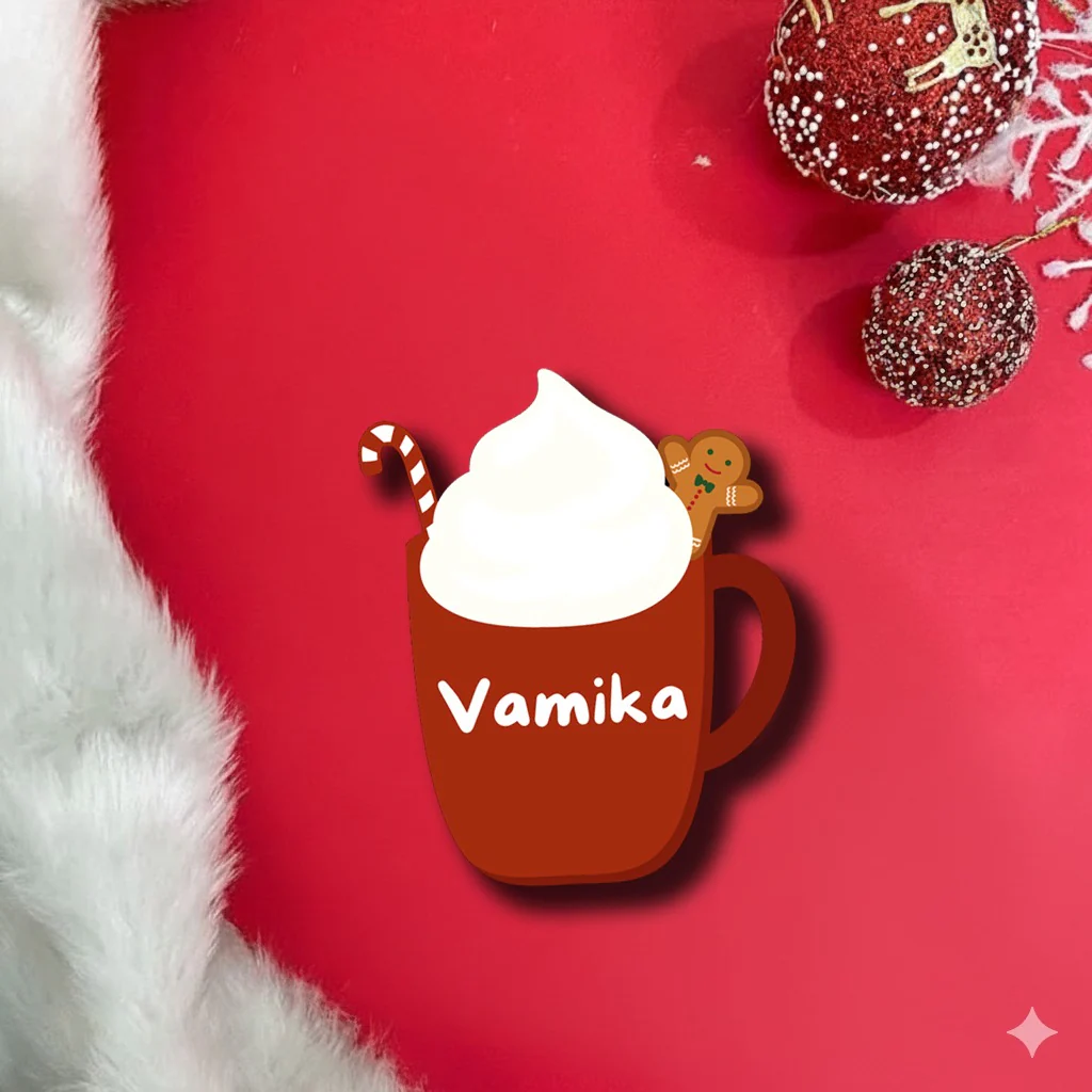 Red Hot Chocolate Christmas Magnet With Personalized Name